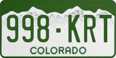 CO license plate 998KRT