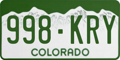 CO license plate 998KRY