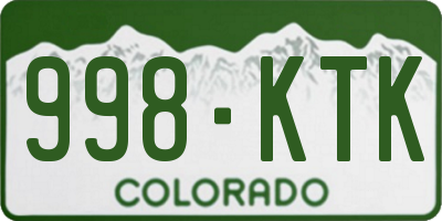 CO license plate 998KTK