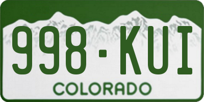 CO license plate 998KUI