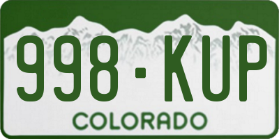 CO license plate 998KUP