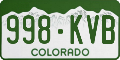 CO license plate 998KVB