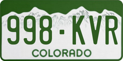 CO license plate 998KVR