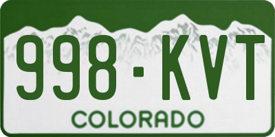 CO license plate 998KVT
