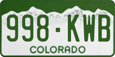 CO license plate 998KWB