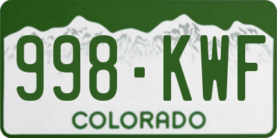 CO license plate 998KWF