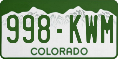 CO license plate 998KWM