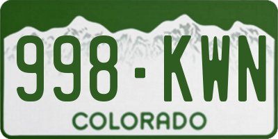 CO license plate 998KWN