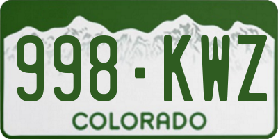 CO license plate 998KWZ