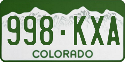 CO license plate 998KXA