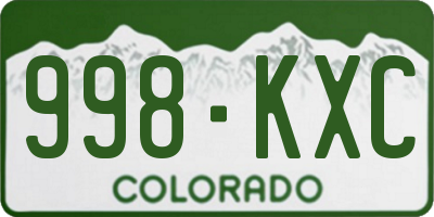 CO license plate 998KXC