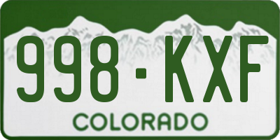 CO license plate 998KXF