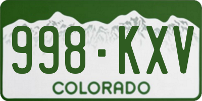 CO license plate 998KXV