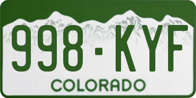 CO license plate 998KYF