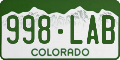 CO license plate 998LAB