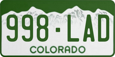 CO license plate 998LAD