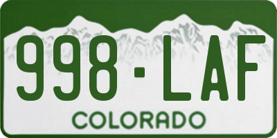 CO license plate 998LAF