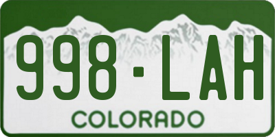 CO license plate 998LAH
