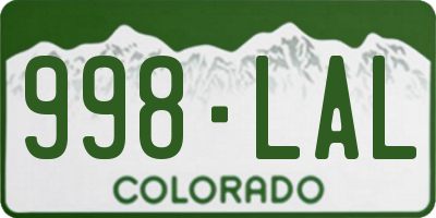CO license plate 998LAL