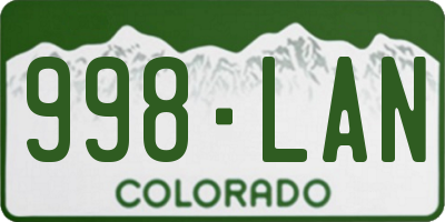 CO license plate 998LAN