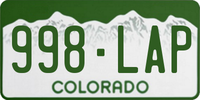 CO license plate 998LAP