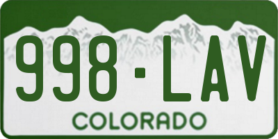 CO license plate 998LAV
