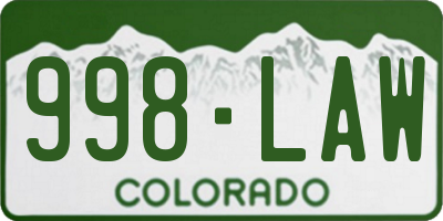 CO license plate 998LAW