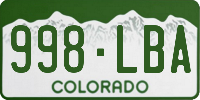 CO license plate 998LBA