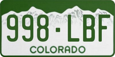 CO license plate 998LBF