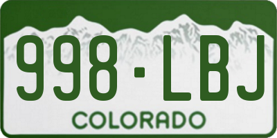 CO license plate 998LBJ