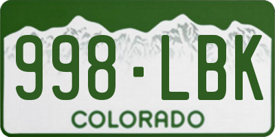 CO license plate 998LBK
