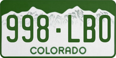 CO license plate 998LBO