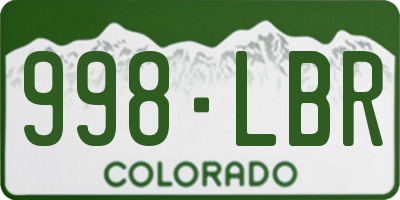 CO license plate 998LBR