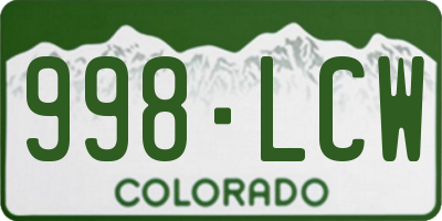 CO license plate 998LCW