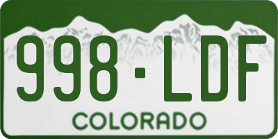 CO license plate 998LDF