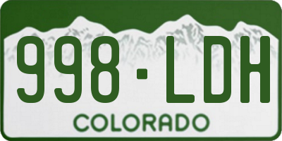 CO license plate 998LDH