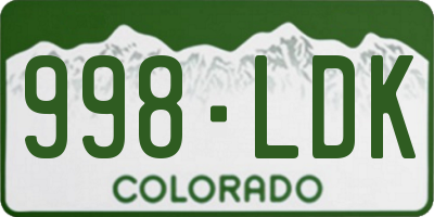 CO license plate 998LDK