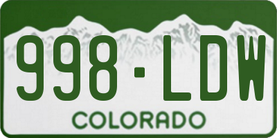 CO license plate 998LDW
