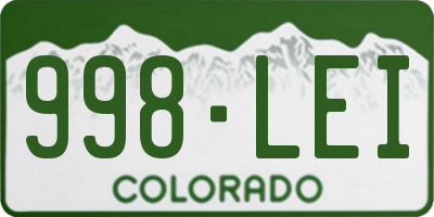 CO license plate 998LEI