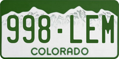 CO license plate 998LEM