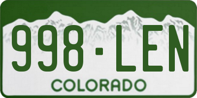 CO license plate 998LEN