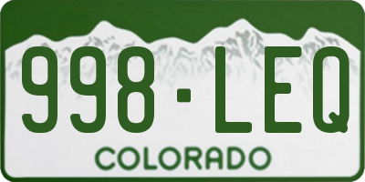 CO license plate 998LEQ