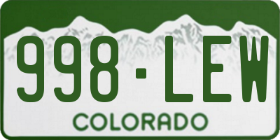 CO license plate 998LEW