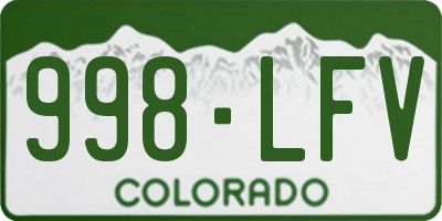 CO license plate 998LFV