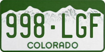 CO license plate 998LGF