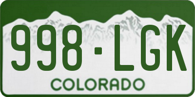 CO license plate 998LGK