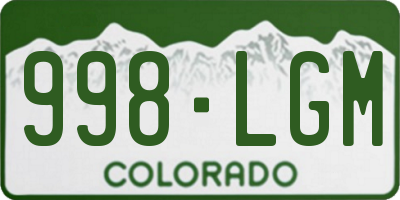 CO license plate 998LGM