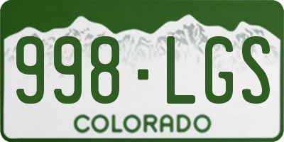 CO license plate 998LGS