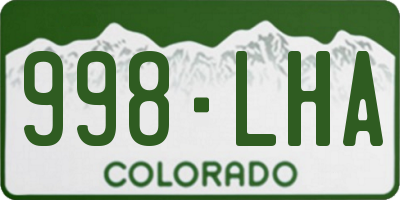 CO license plate 998LHA
