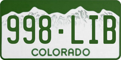 CO license plate 998LIB